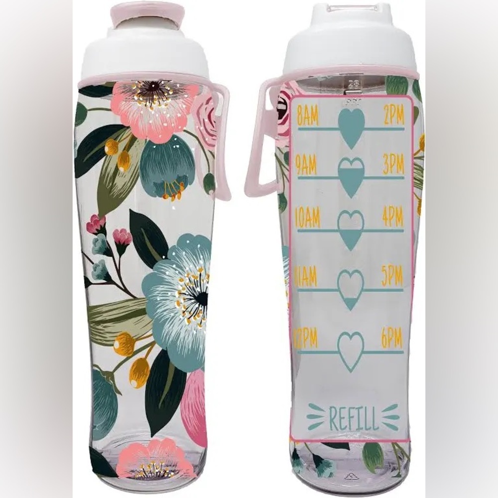 FLORAL HOURLY WATER TRACKING BOTTLE